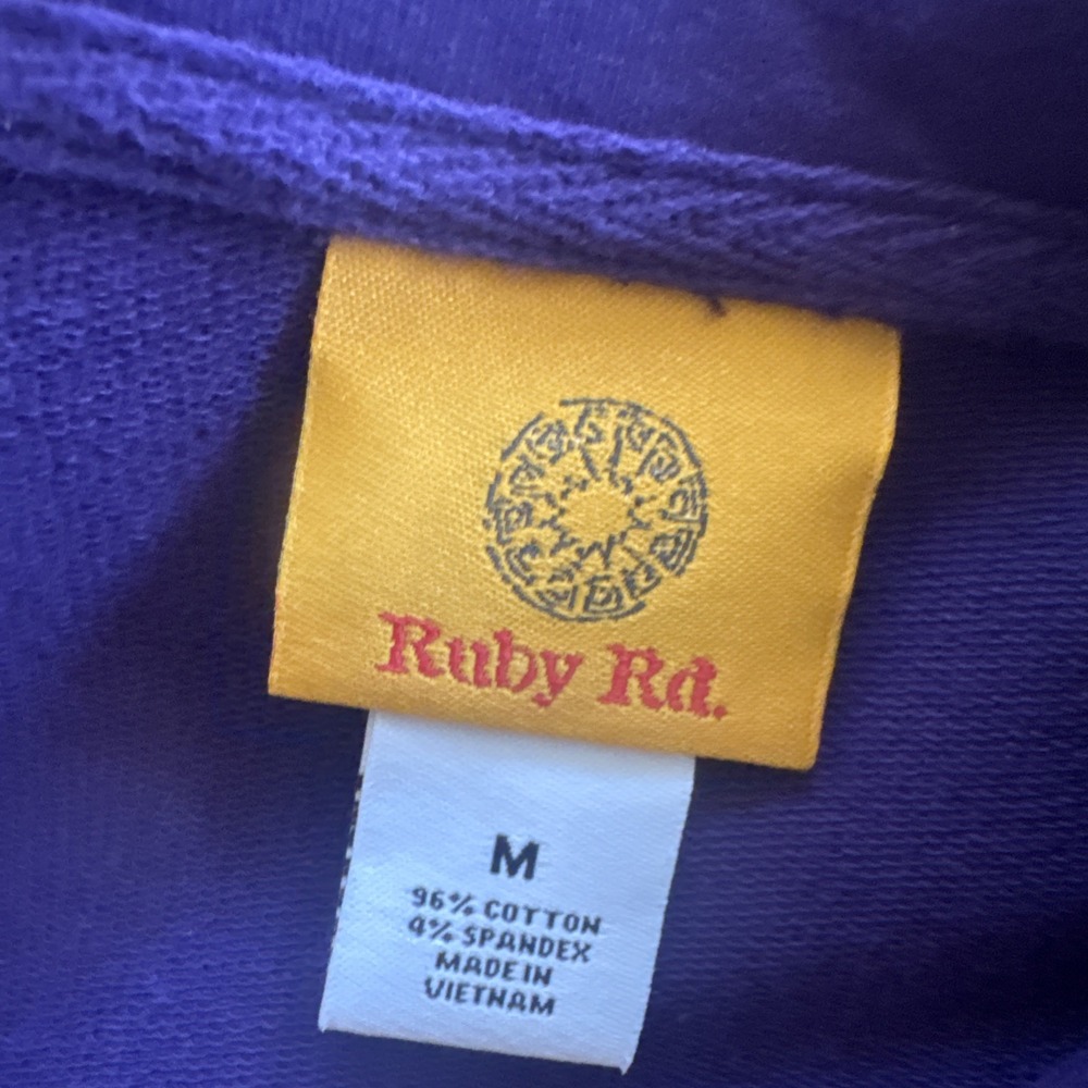 Ruby Rd Sz M Purple French Terry Button Jacket Top Casual Resort Comfy Stretchy - Picture 5 of 8